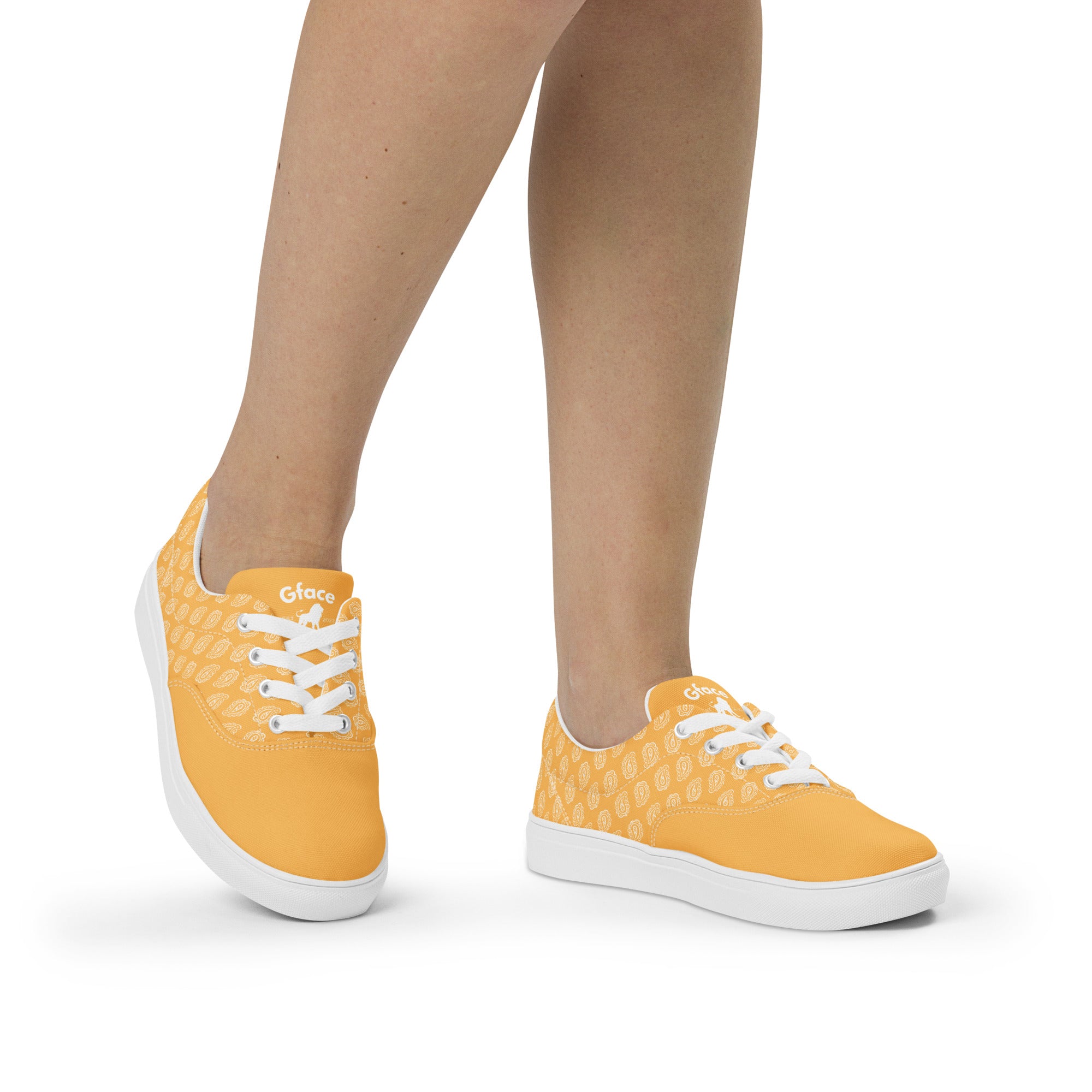 Gface Women’s Gold Bandana lace-up canvas shoes