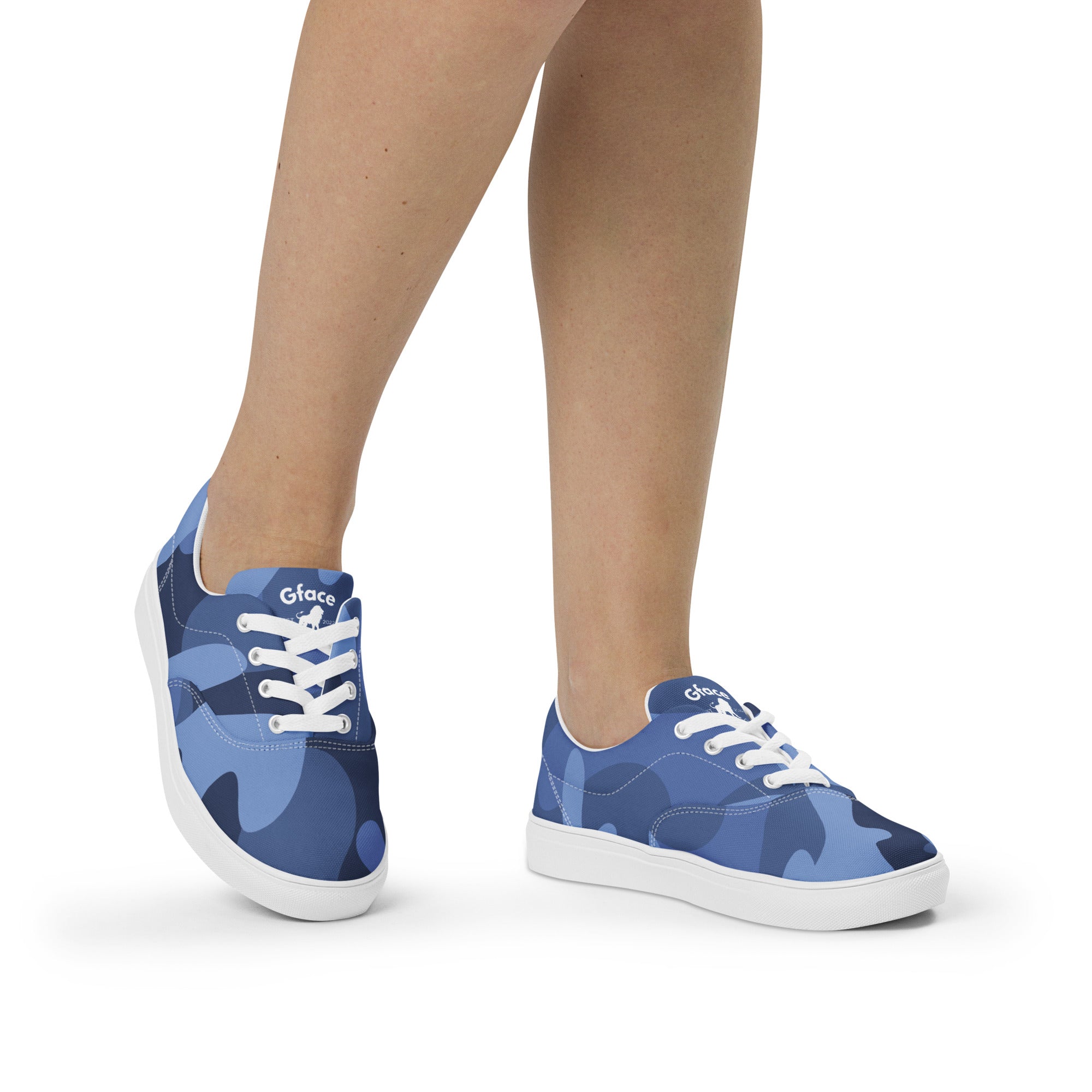 Gface Women’s Blue Camo-Incognito lace-up canvas shoes