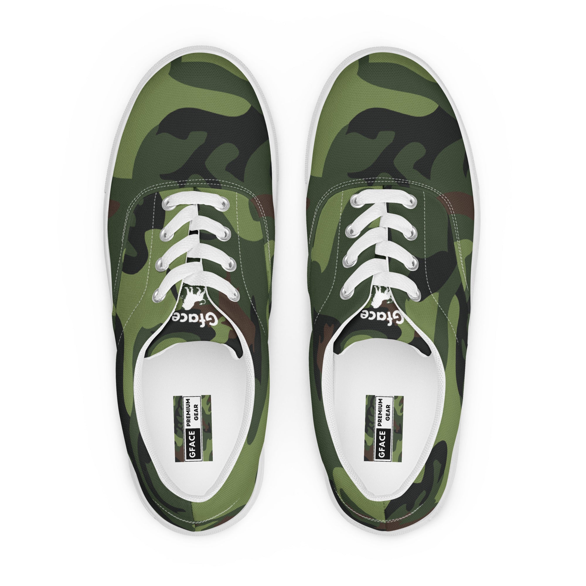 Gface Women's Green Camo-Incognito lace-up canvas shoes