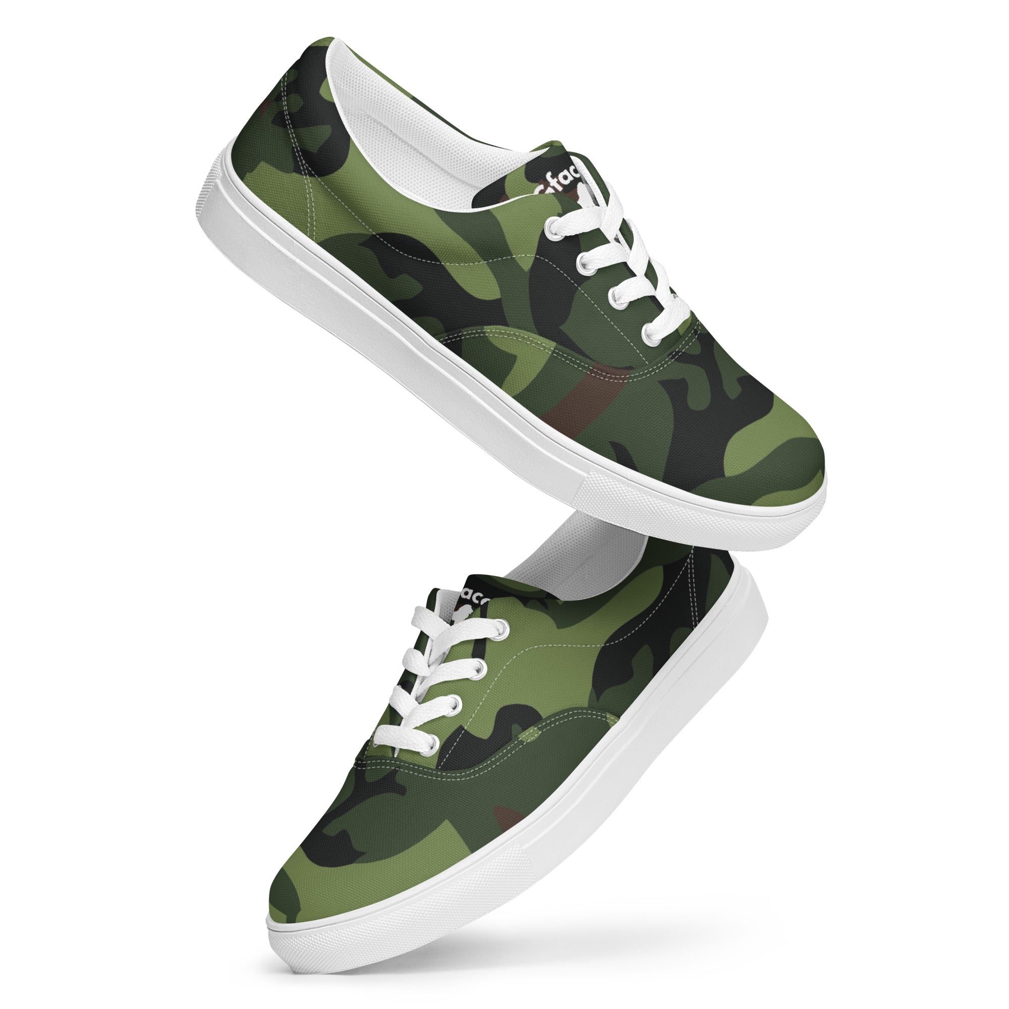 Gface Women's Green Camo-Incognito lace-up canvas shoes