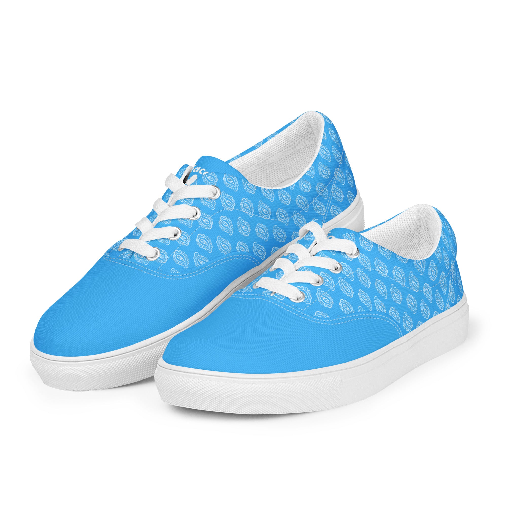 Gface Women Blue Bandana lace-up canvas shoes