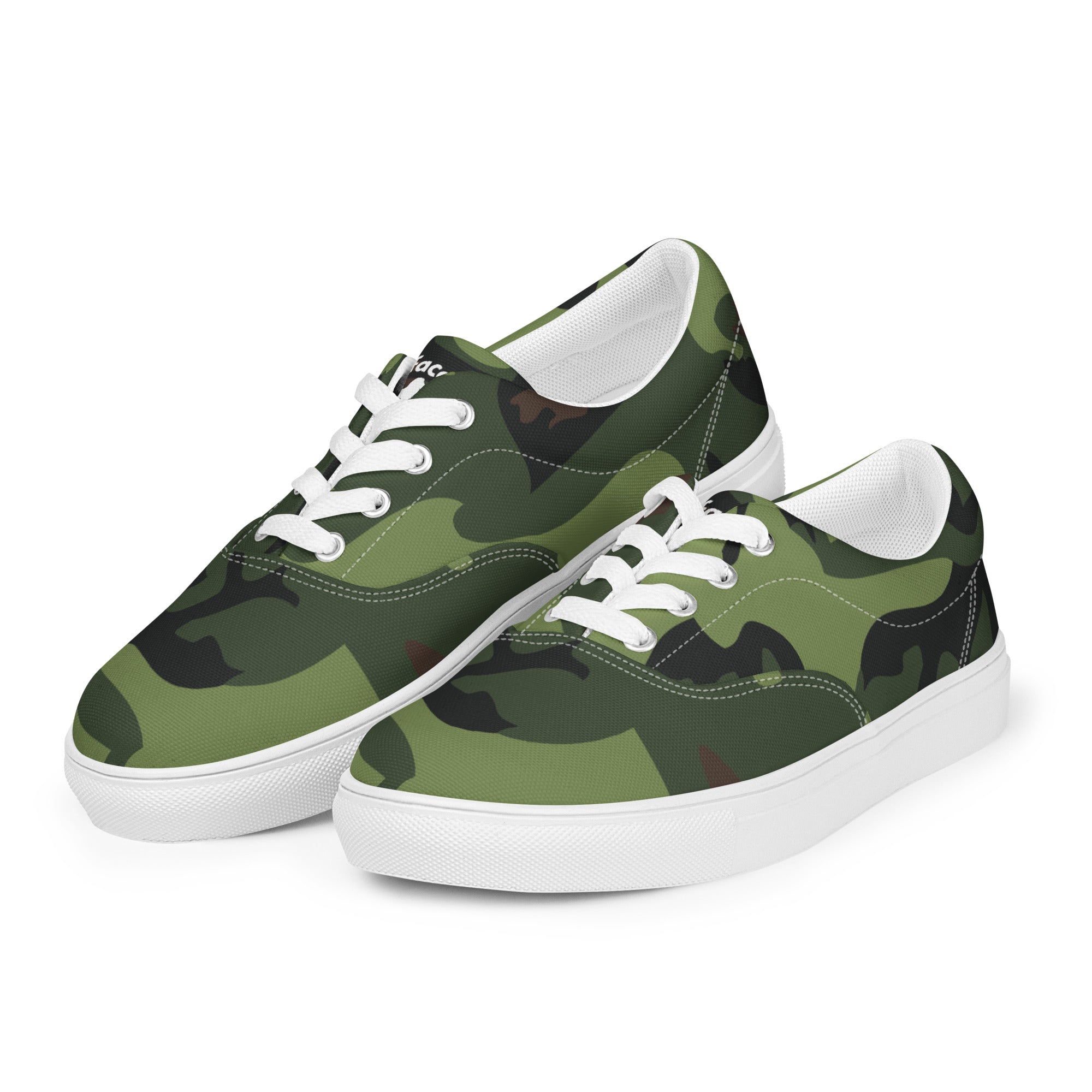 Gface Women's Green Camo-Incognito lace-up canvas shoes