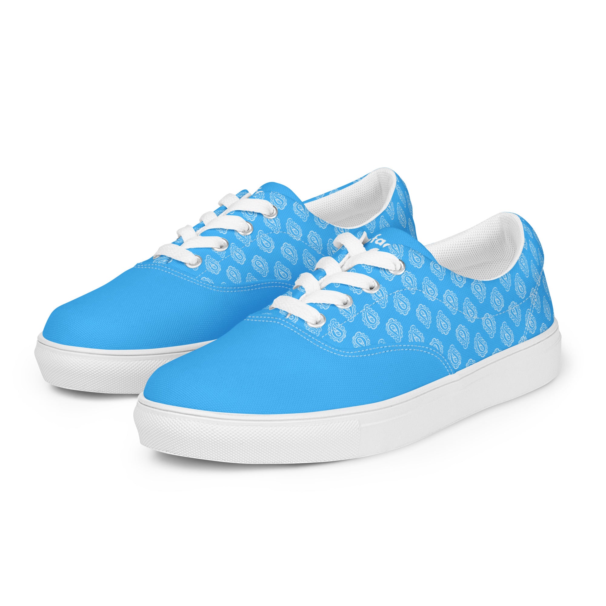 Gface Women Blue Bandana lace-up canvas shoes