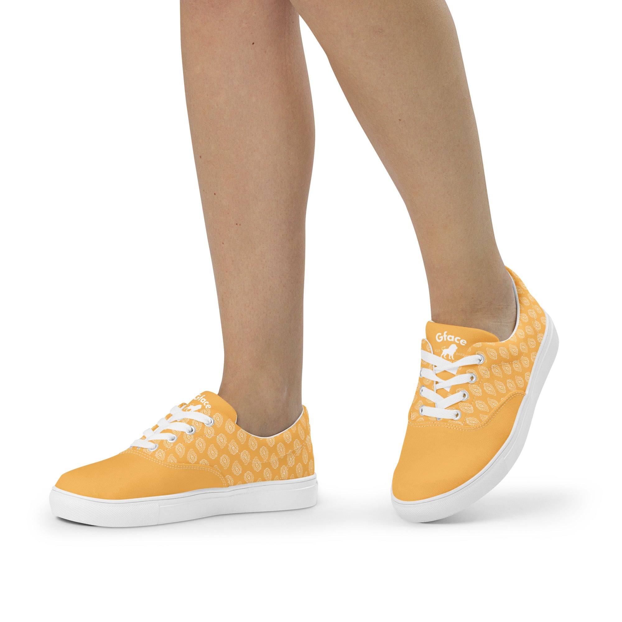 Gface Women’s Gold Bandana lace-up canvas shoes