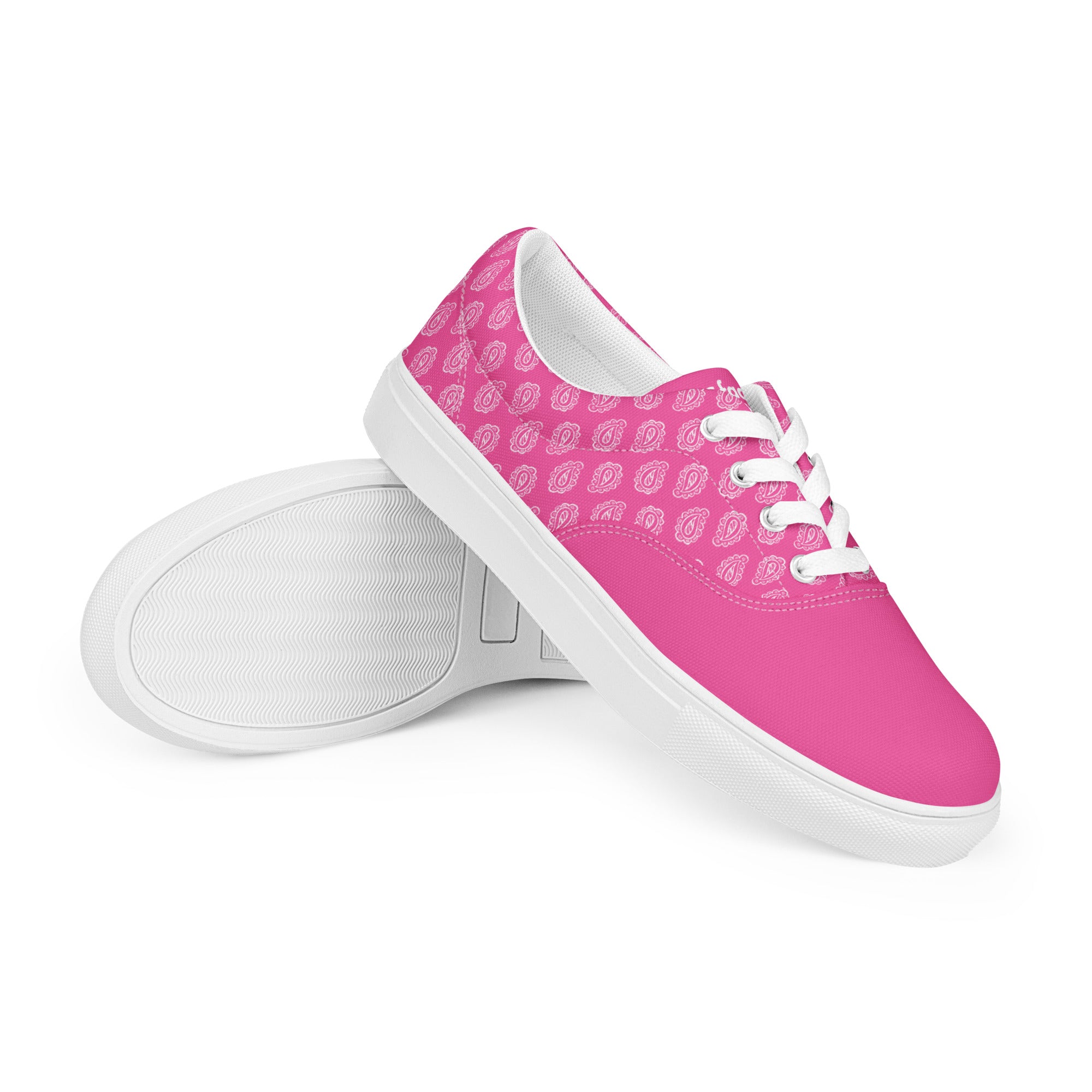 Gface Women’s Pink Bandana lace-up canvas shoes