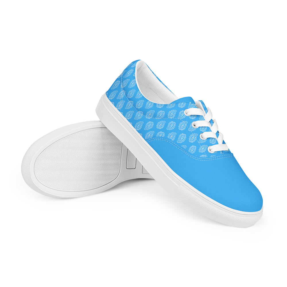 Gface Women Blue Bandana lace-up canvas shoes