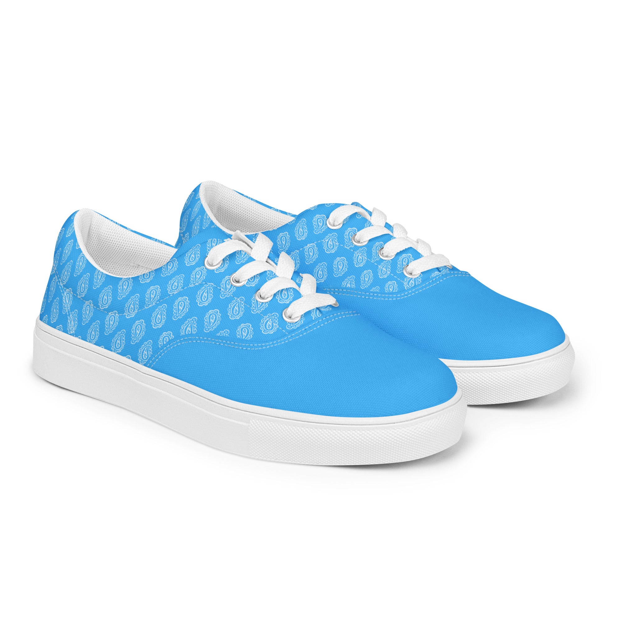 Gface Women Blue Bandana lace-up canvas shoes