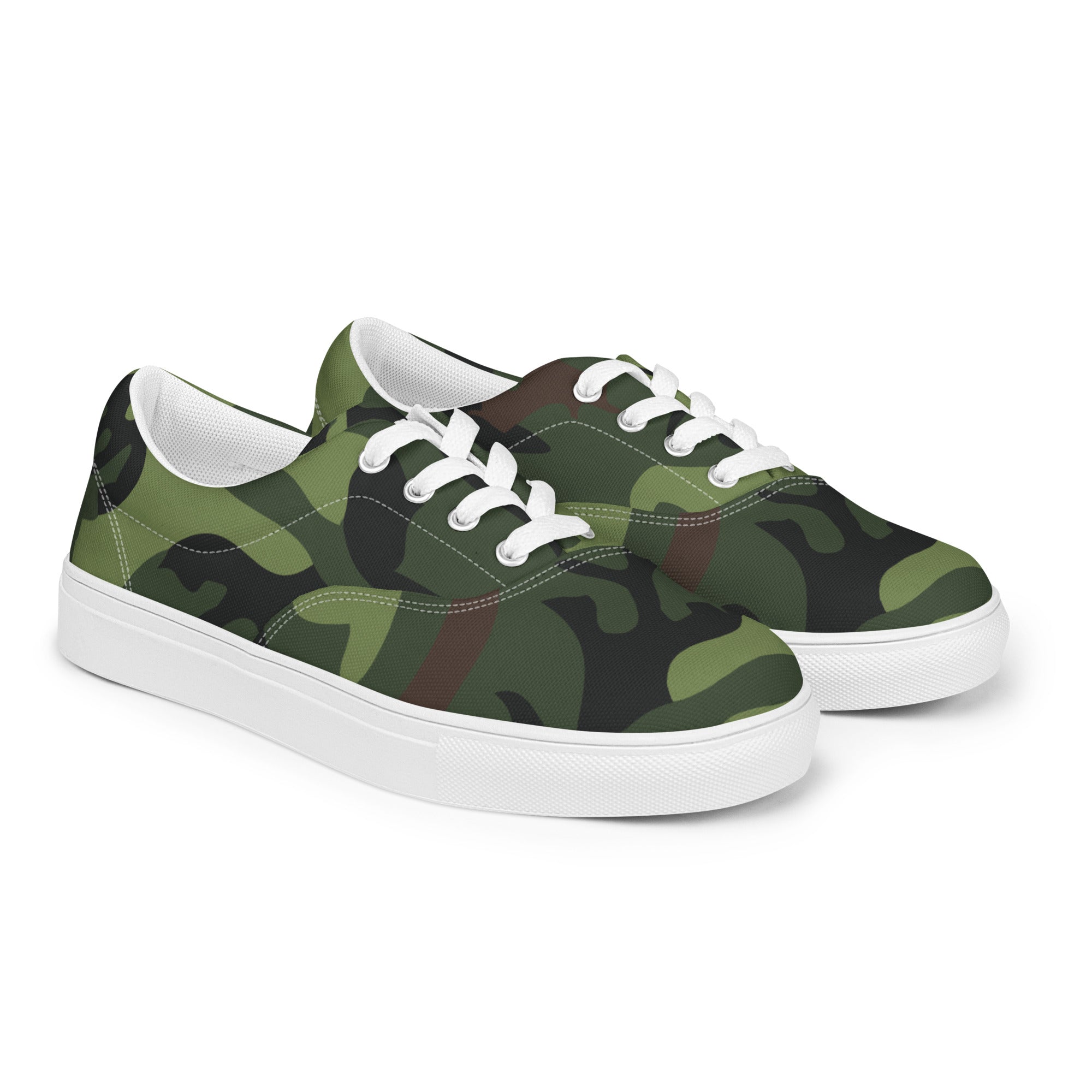 Gface Women's Green Camo-Incognito lace-up canvas shoes