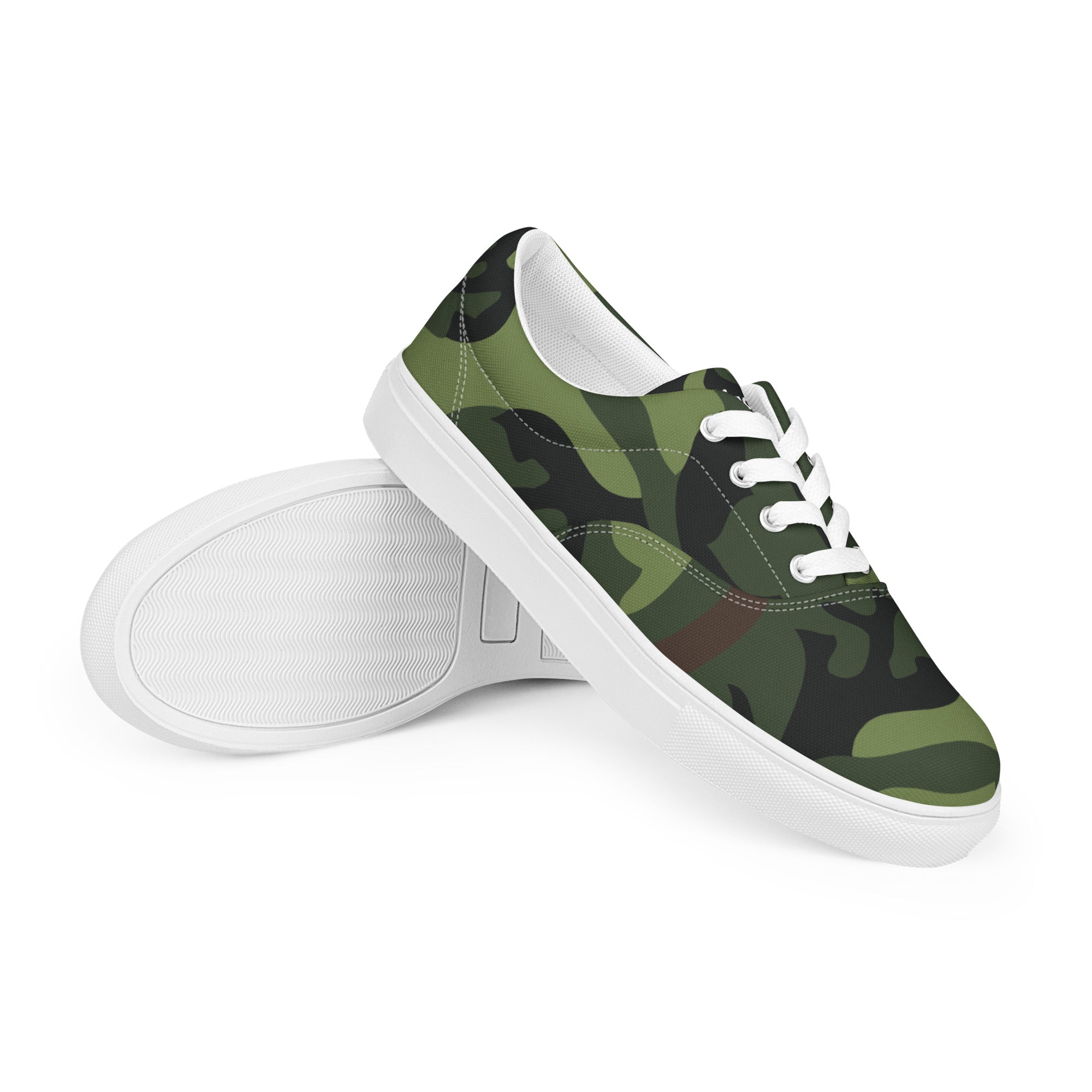 Gface Women's Green Camo-Incognito lace-up canvas shoes