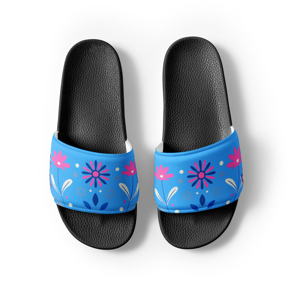 Women's Retro Blue Floral Gface Slides