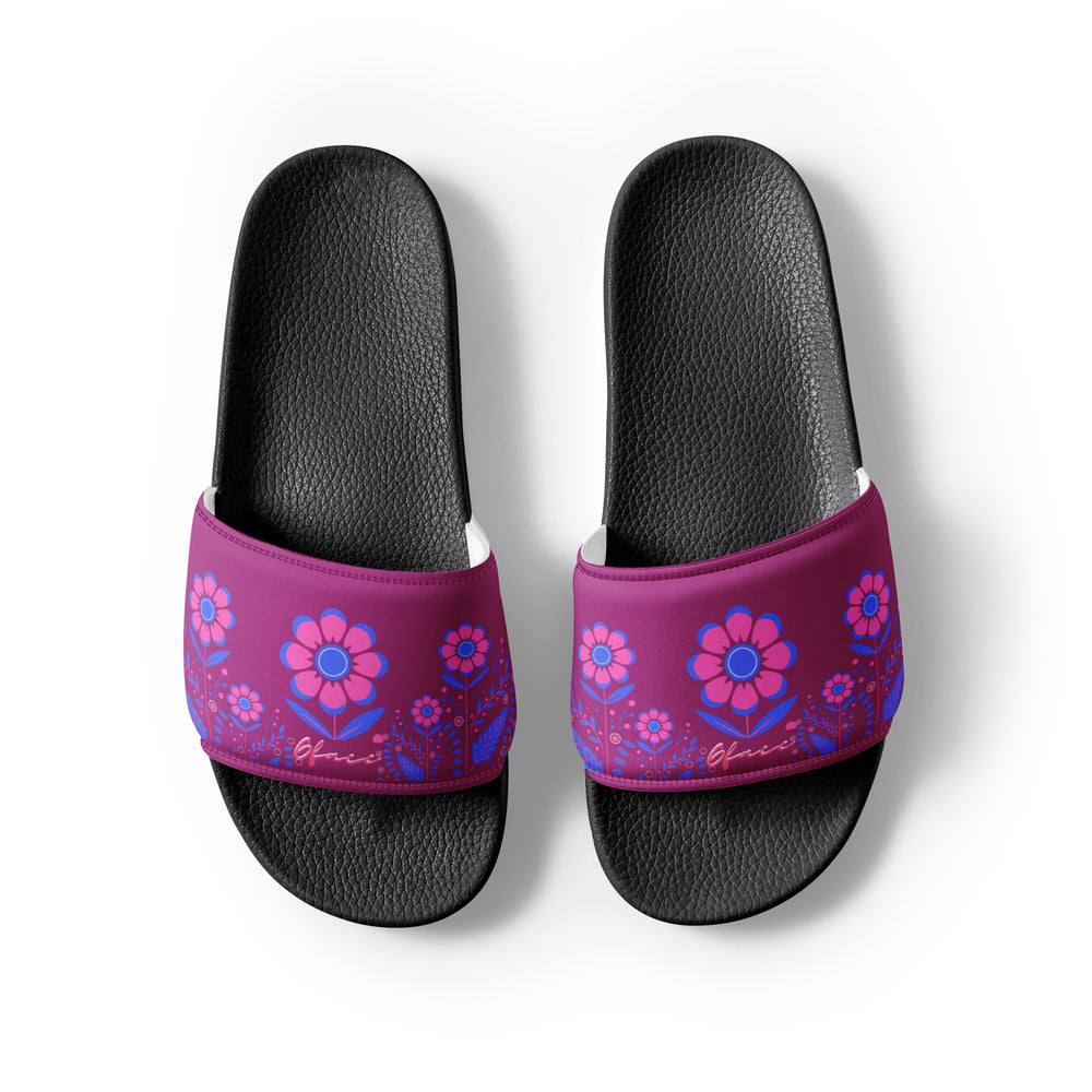 Women's Retro Violet Floral Gface Slides