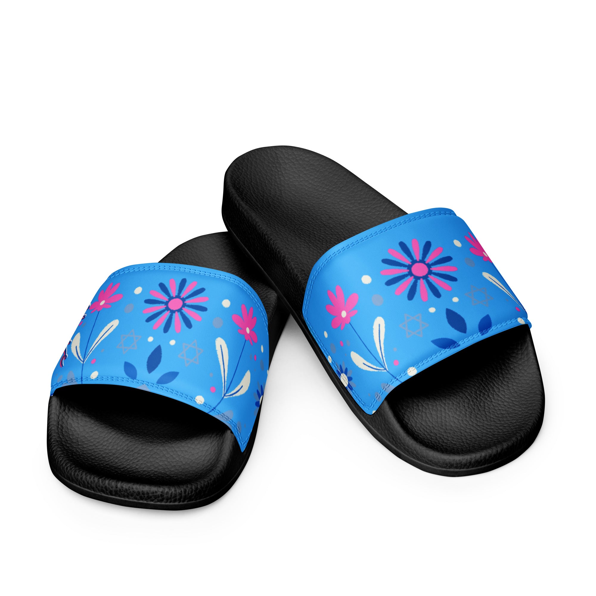 Women's Retro Blue Floral Gface Slides