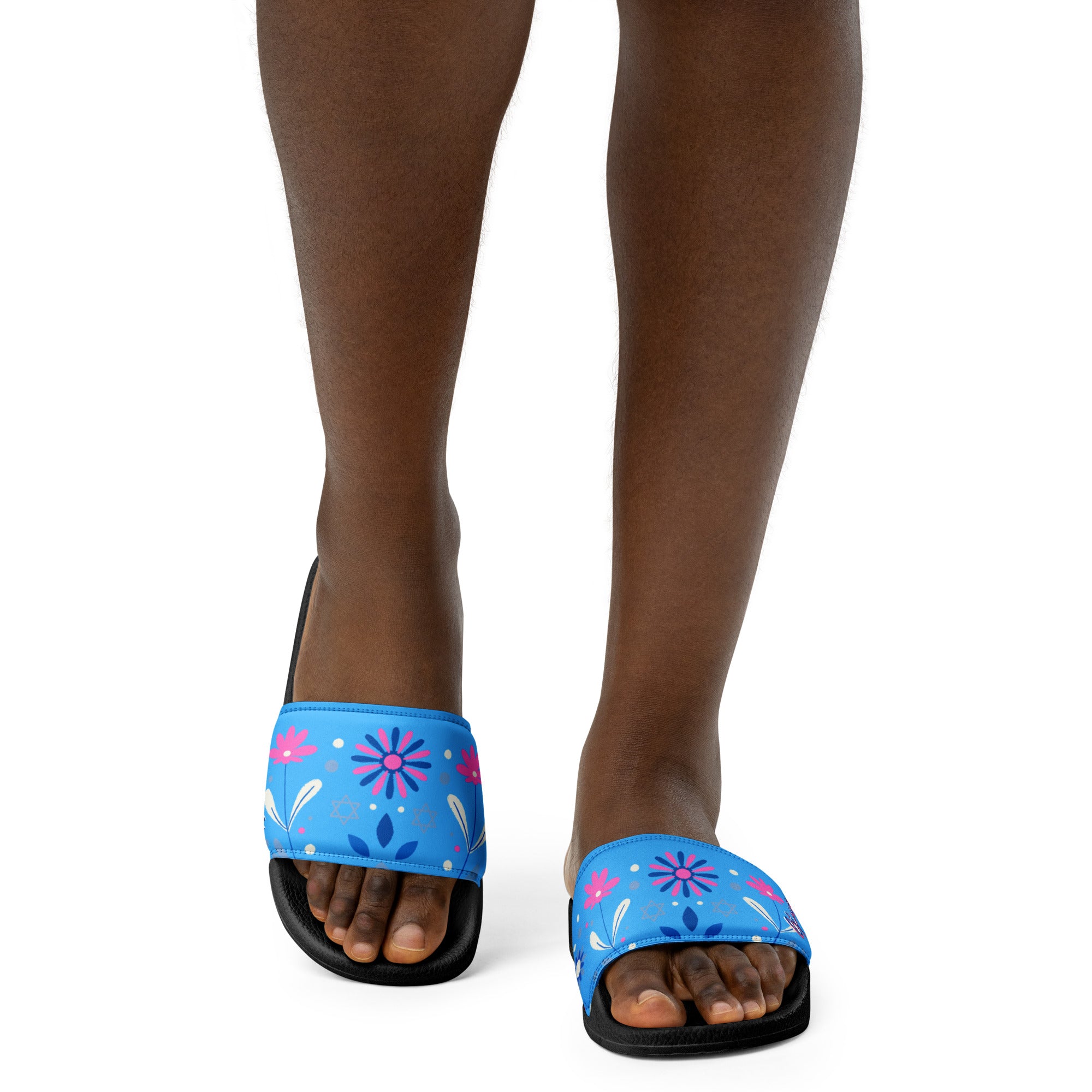 Women's Retro Blue Floral Gface Slides