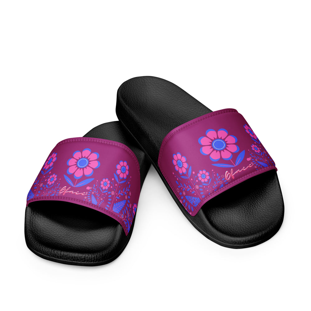 Women's Retro Violet Floral Gface Slides