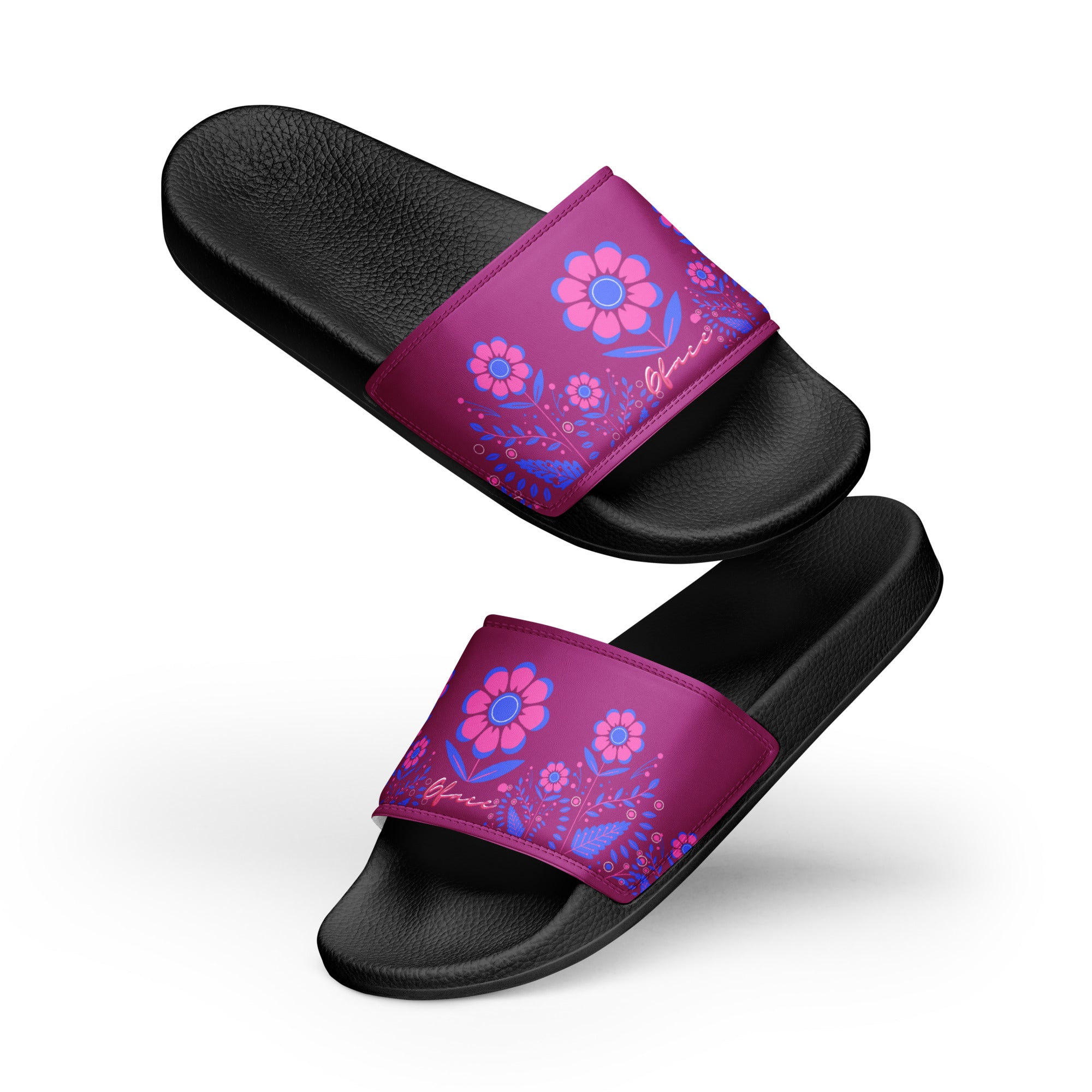 Women's Retro Violet Floral Gface Slides