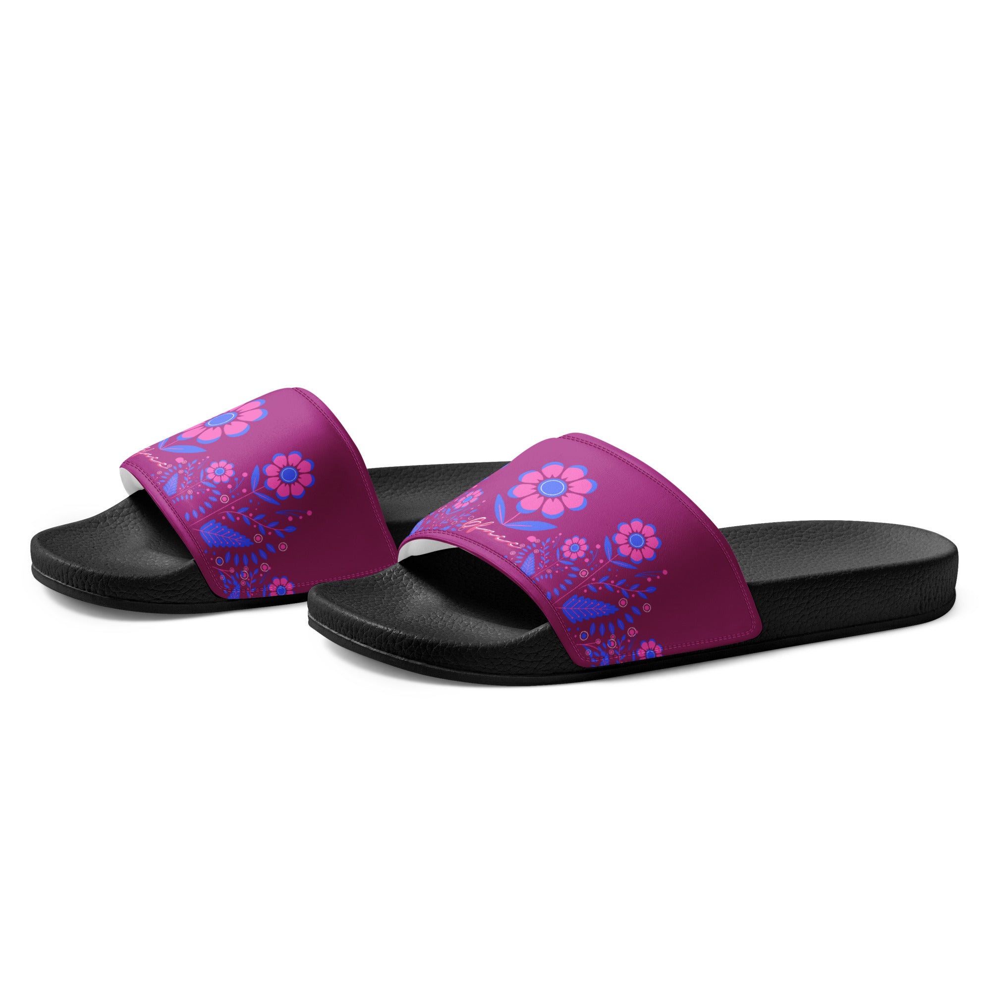 Women's Retro Violet Floral Gface Slides