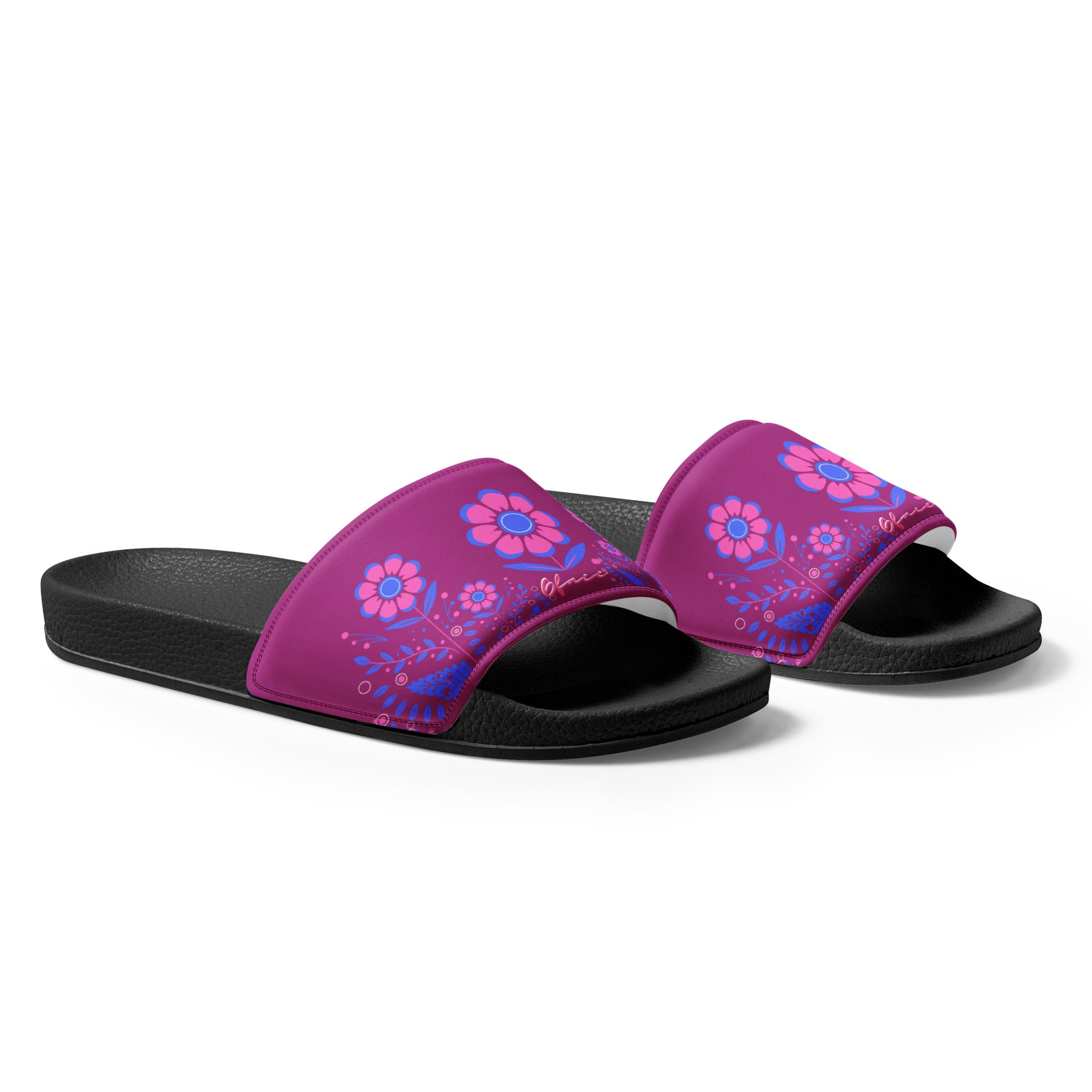 Women's Retro Violet Floral Gface Slides