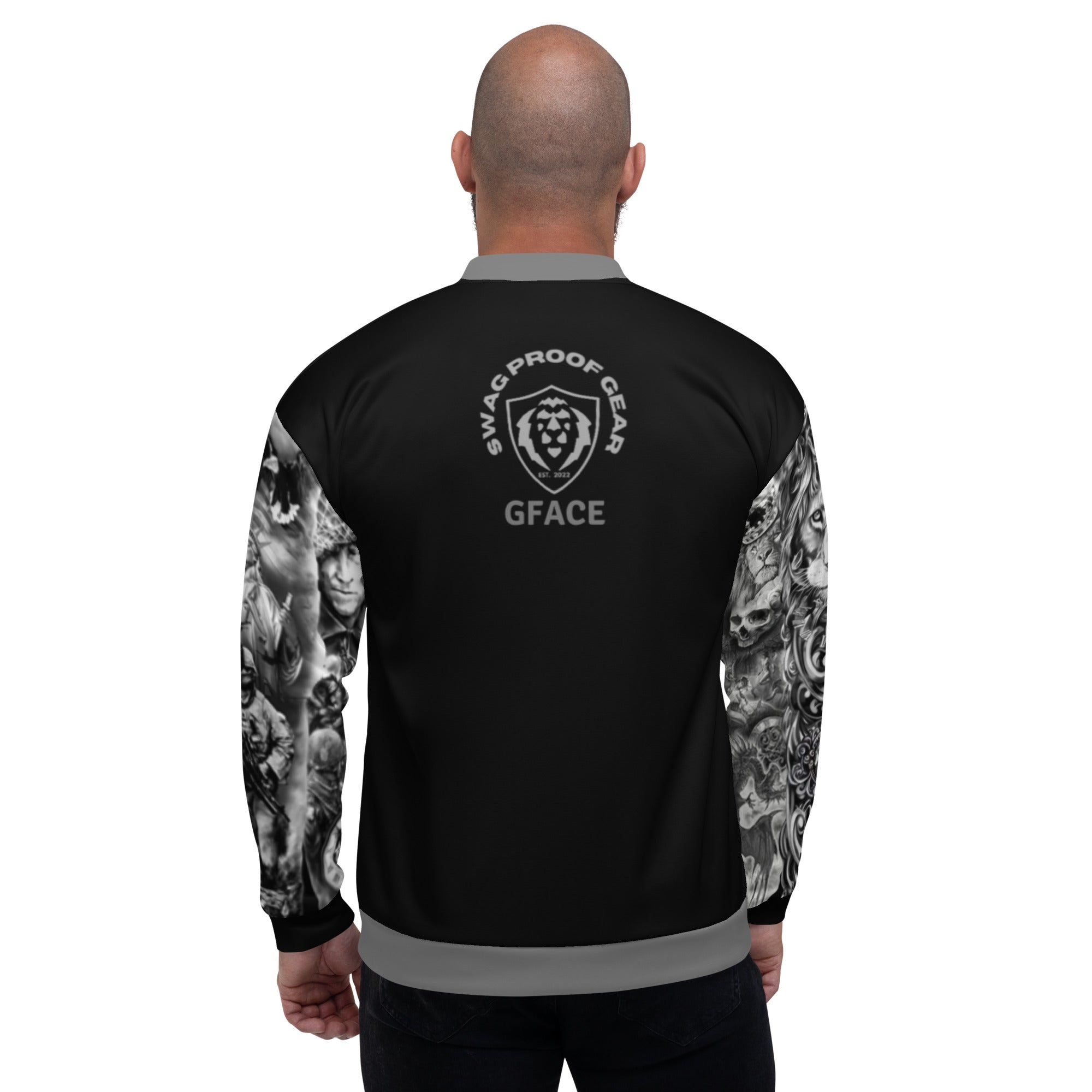 Unisex Tattoo Sleeve Bomber Jacket GANGSTAHOOD USA