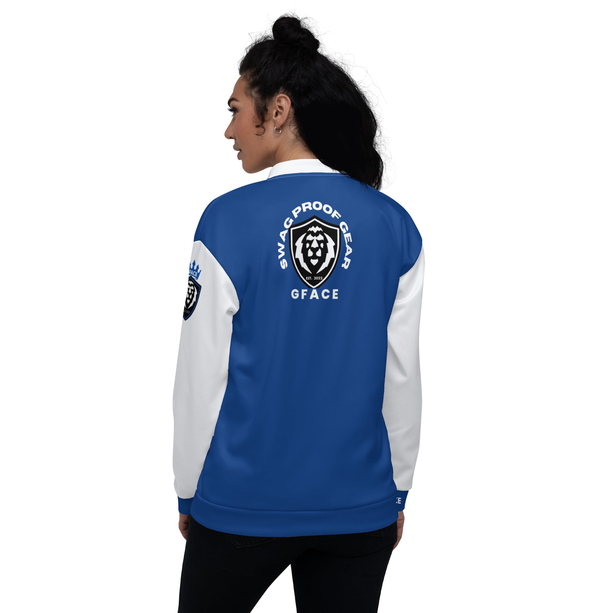 Unisex Bomber Jacket 2-tone (W/Blue) Gface Swag Legit