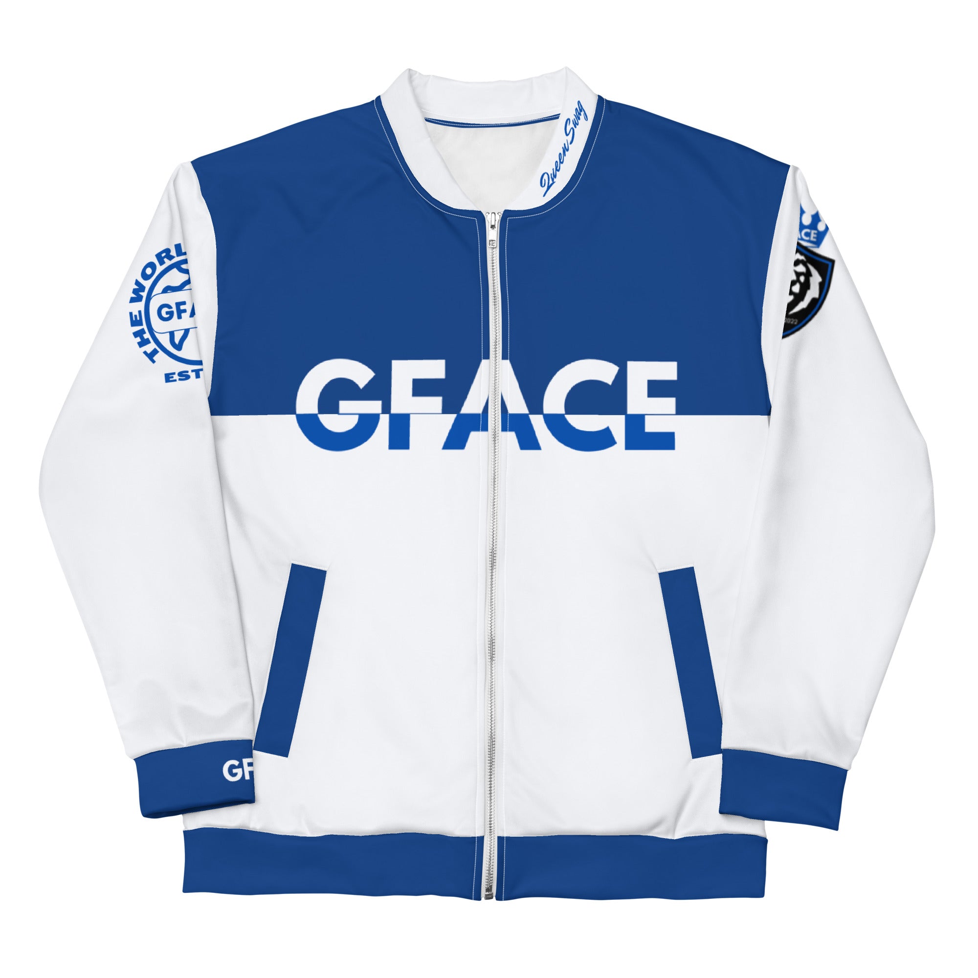 Unisex Bomber Jacket 2-tone (W/Blue) Gface Swag Legit