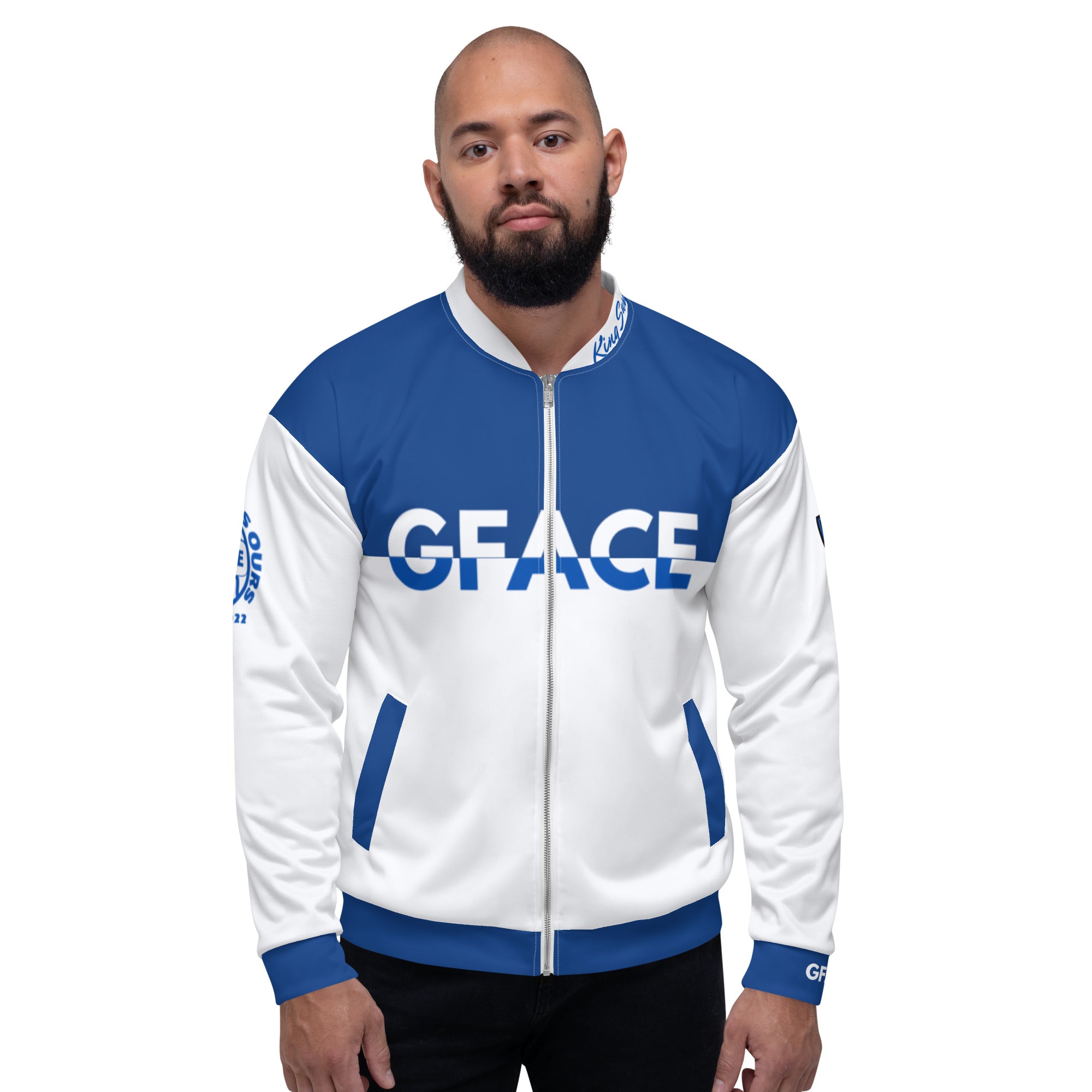 Unisex Bomber Jacket 2-tone (W/Blue) Gface Swag Legit