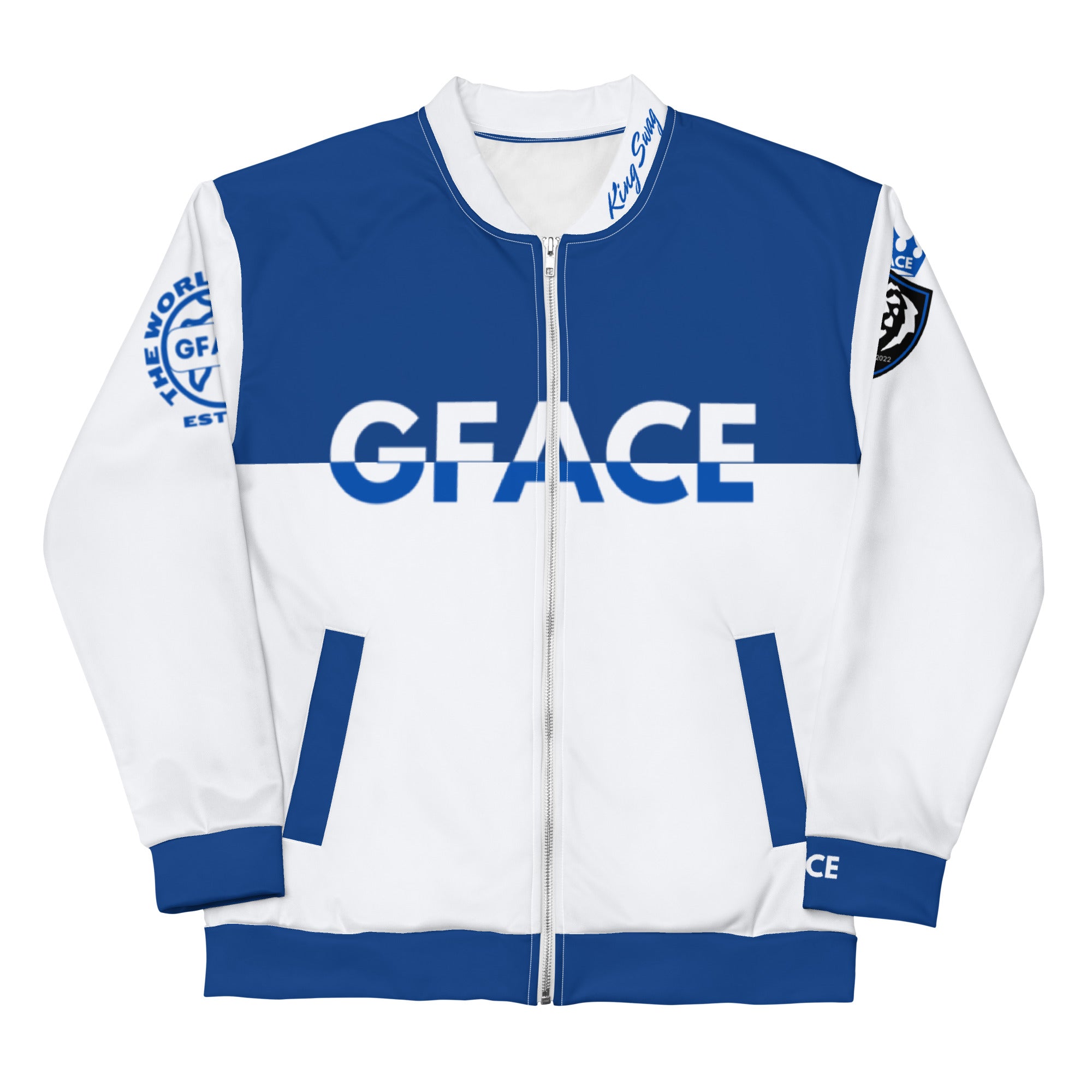 Unisex Bomber Jacket 2-tone (W/Blue) Gface Swag Legit