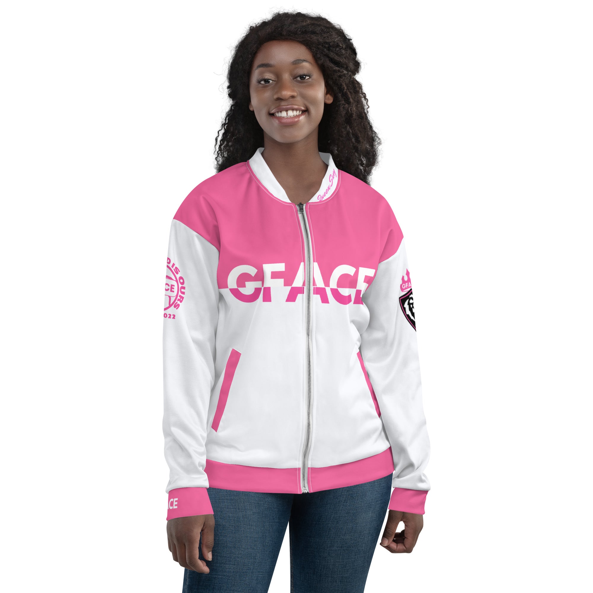 Unisex Bomber Jacket 2-tone (W/Pink) Gface Swag Legit