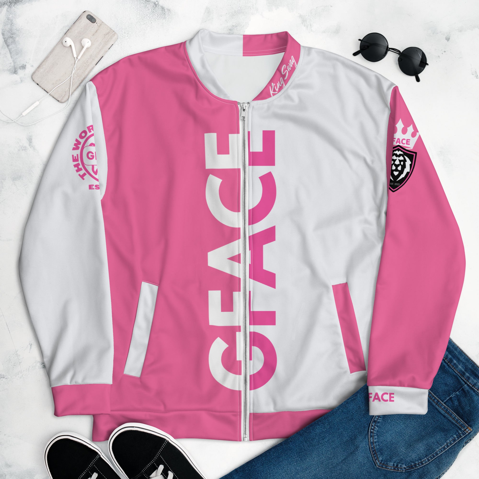 Unisex Bomber Jacket 2-tone (W/Pink) Gface Legit