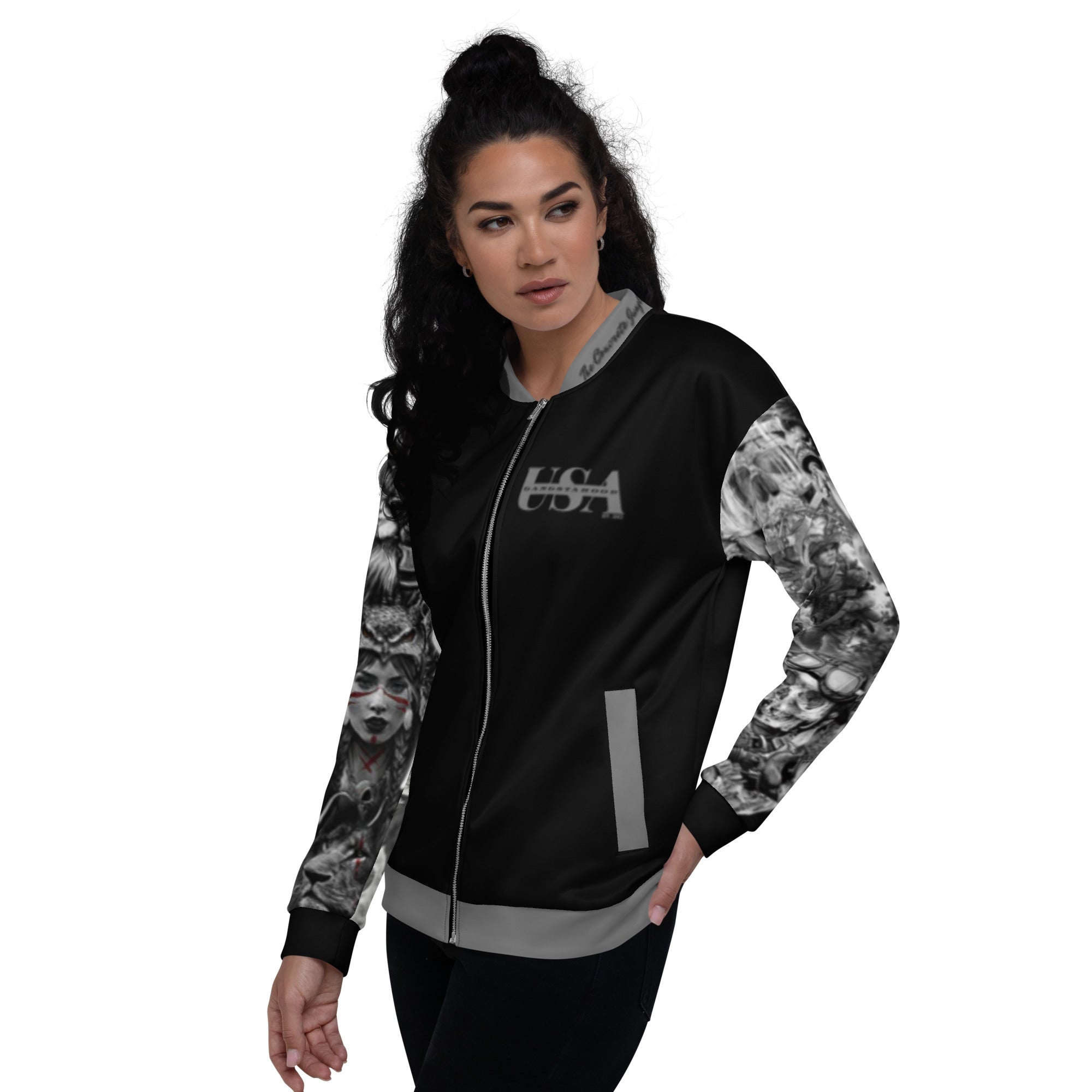 Unisex Bomber Tattoo Sleeve Jacket GANGSTAHOOD USA