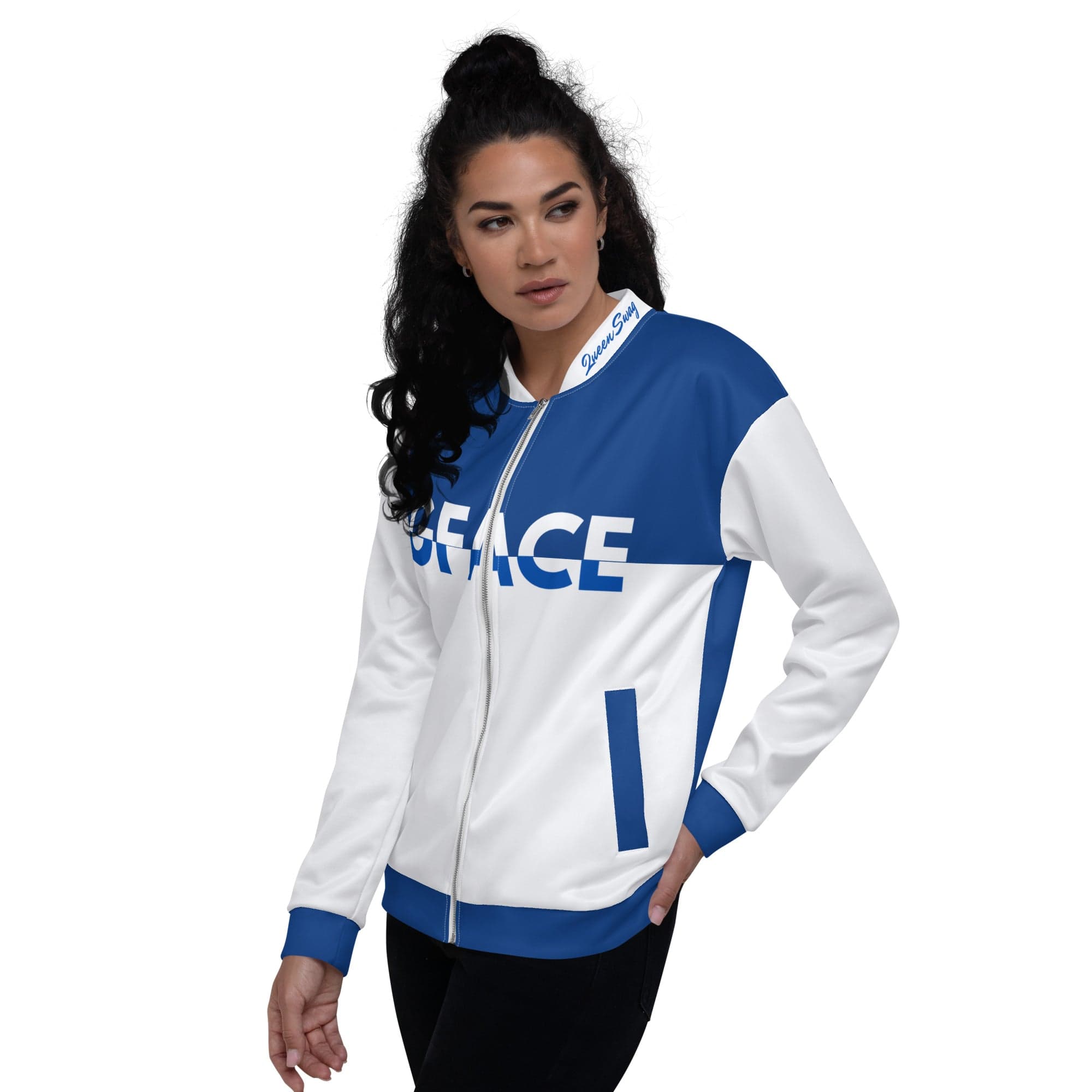 Unisex Bomber Jacket 2-tone (W/Blue) Gface Swag Legit