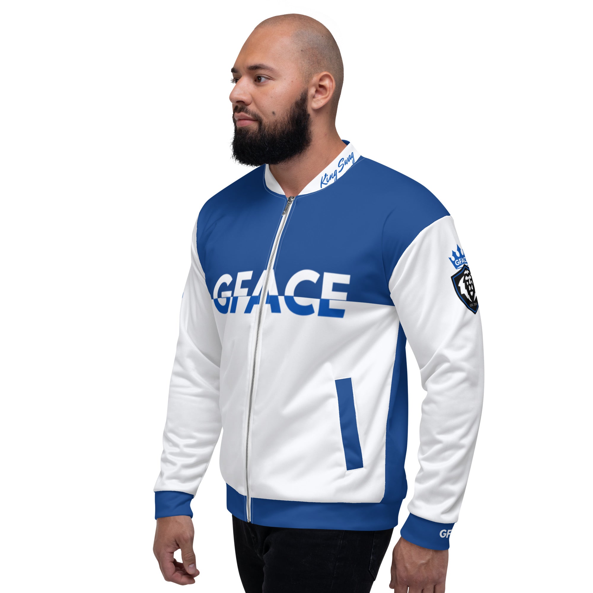 Unisex Bomber Jacket 2-tone (W/Blue) Gface Swag Legit