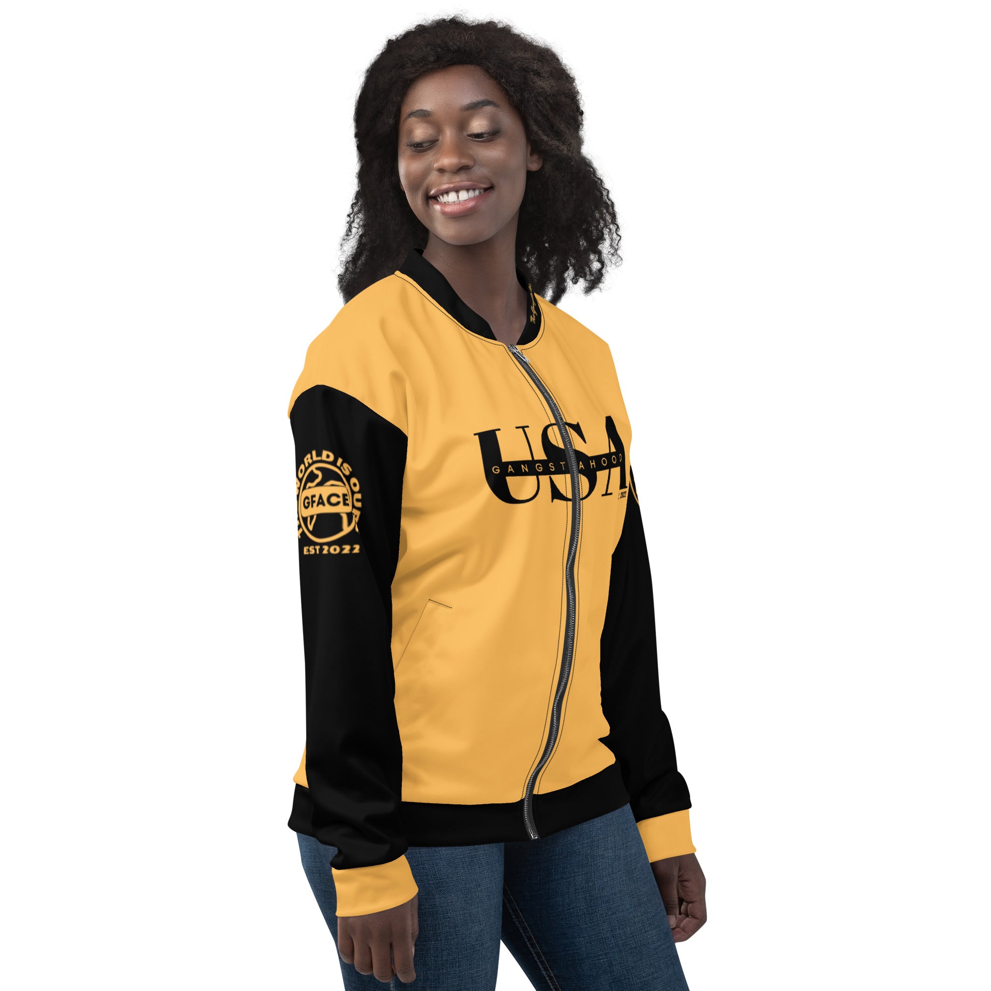 Unisex Bomber Jacket GANGSTAHOOD USA Swag Proof Gear Legit