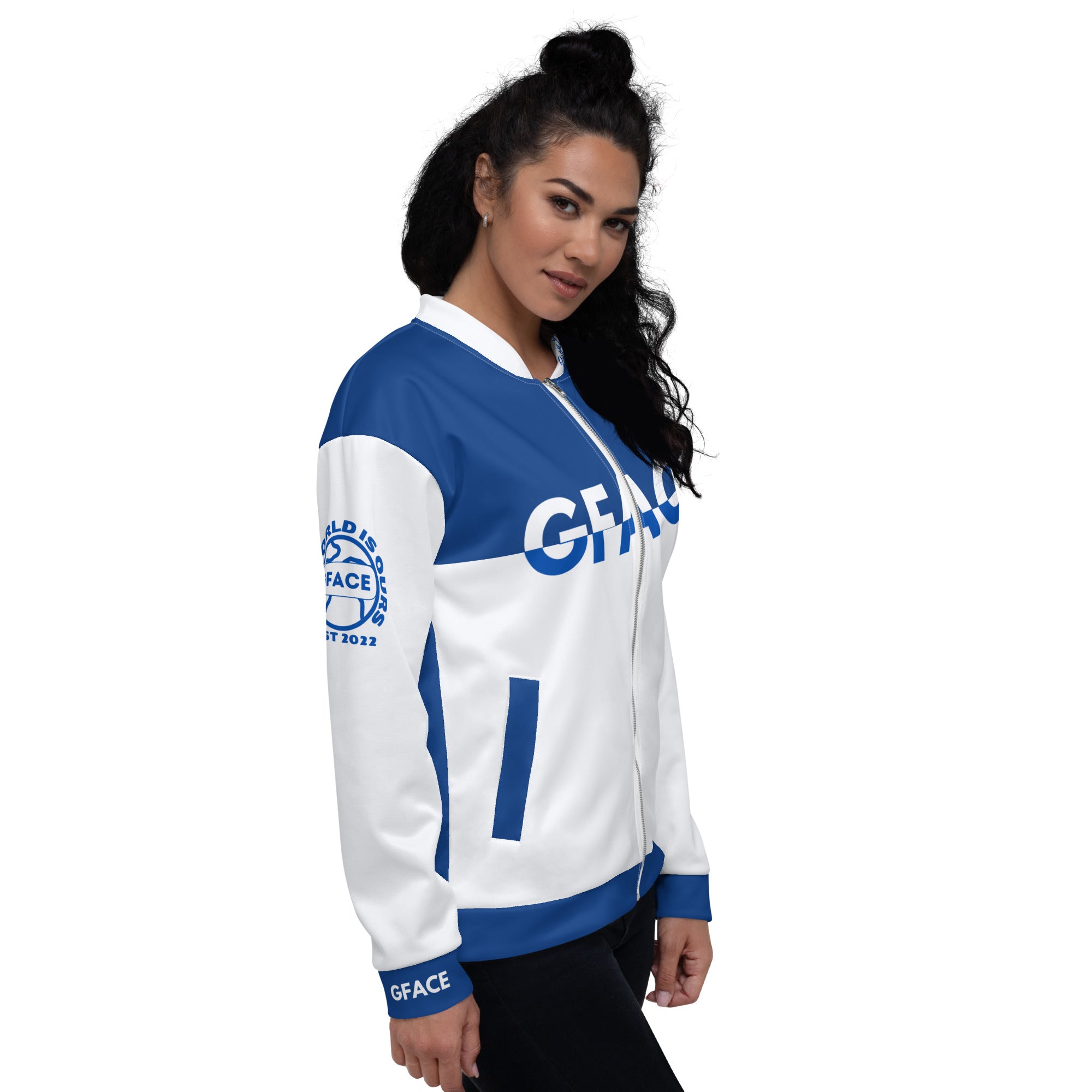 Unisex Bomber Jacket 2-tone (W/Blue) Gface Swag Legit