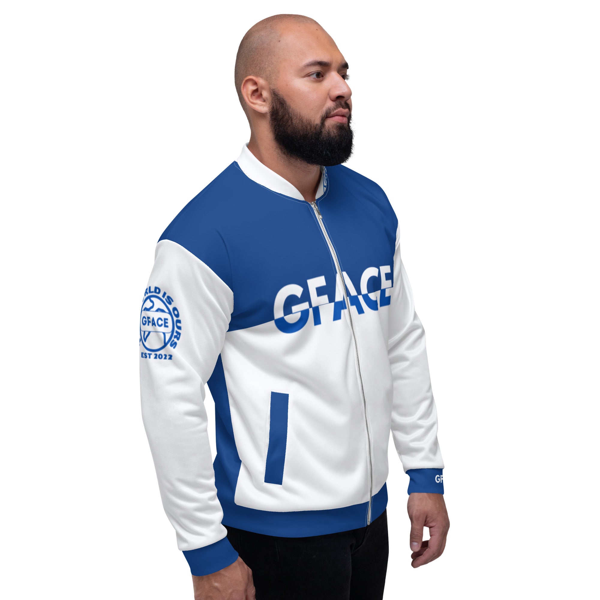 Unisex Bomber Jacket 2-tone (W/Blue) Gface Swag Legit