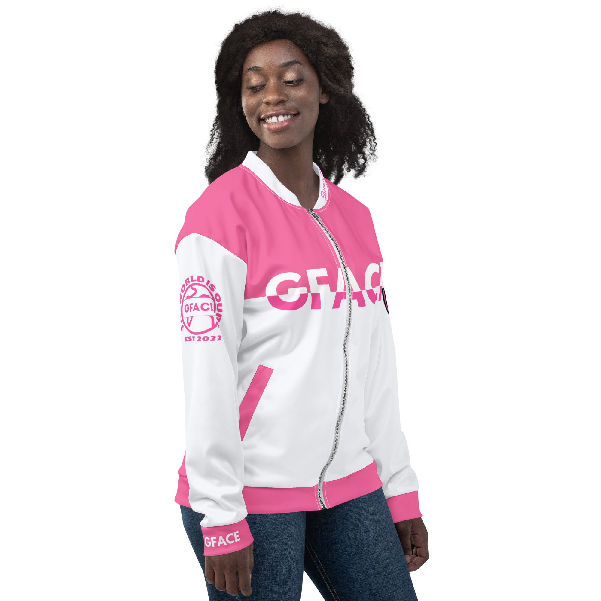 Unisex Bomber Jacket 2-tone (W/Pink) Gface Swag Legit