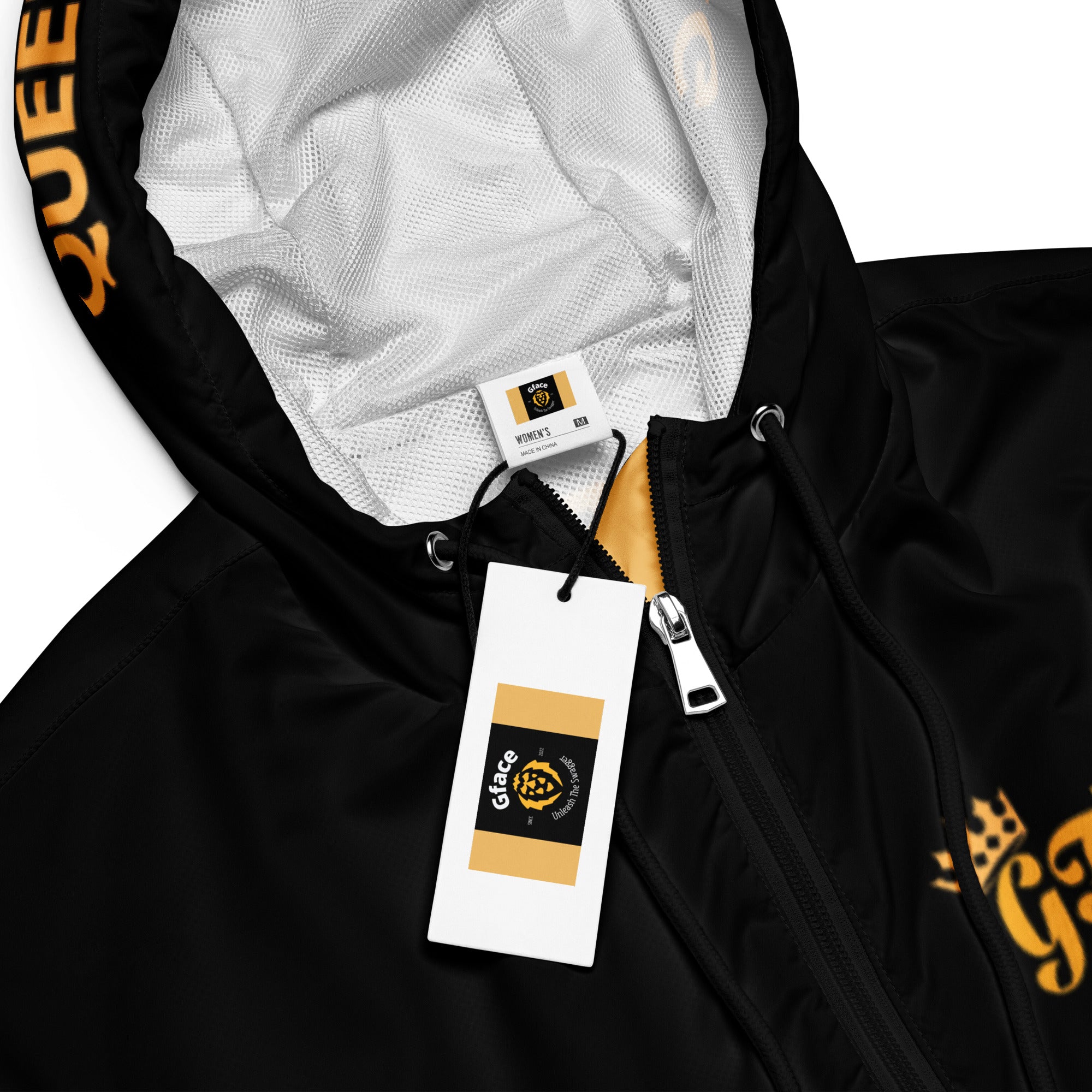 Women’s cropped 2-tone (B/Gold) Windbreaker Gface Queen Swag