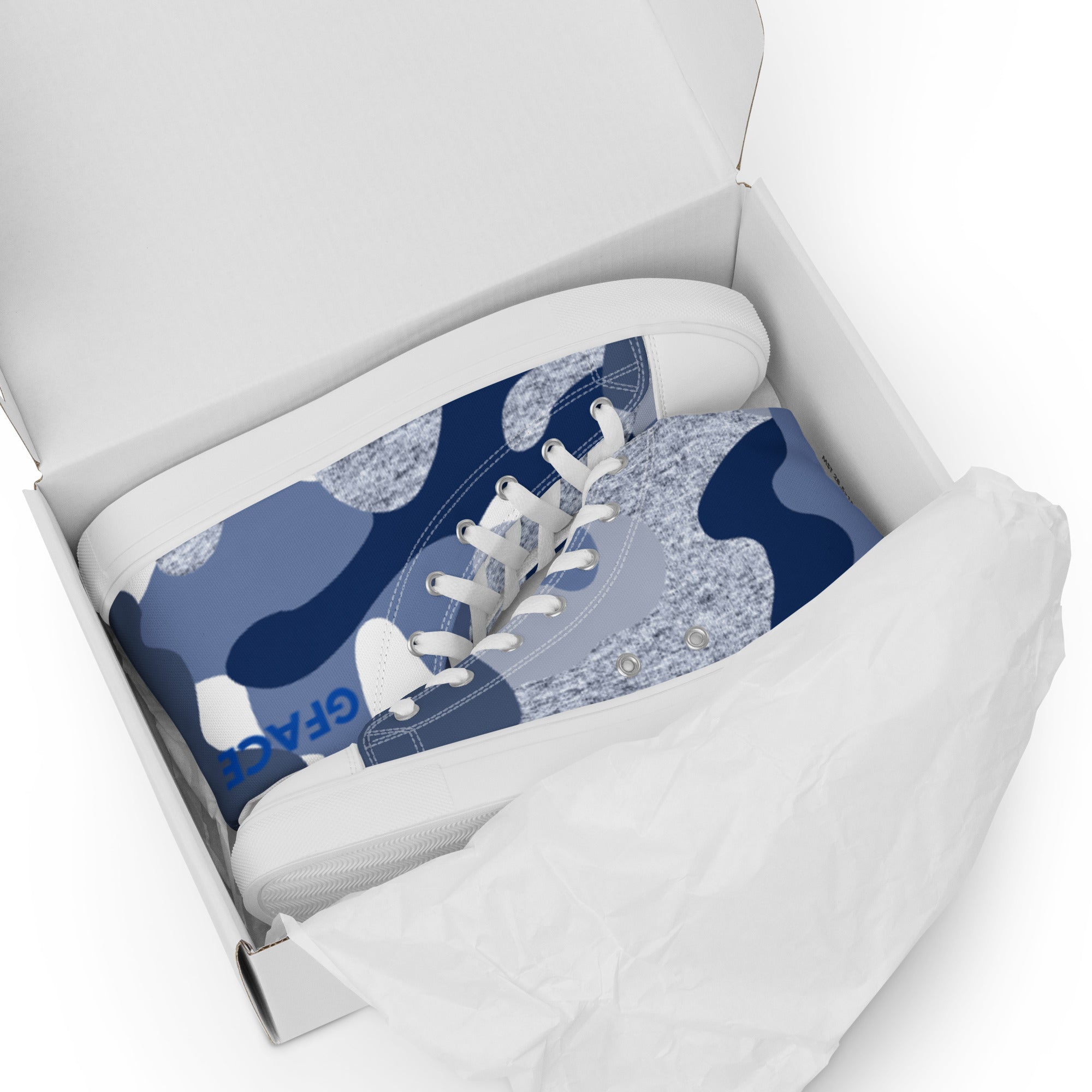 Women’s high top canvas shoes Blue Camo Gface Swag