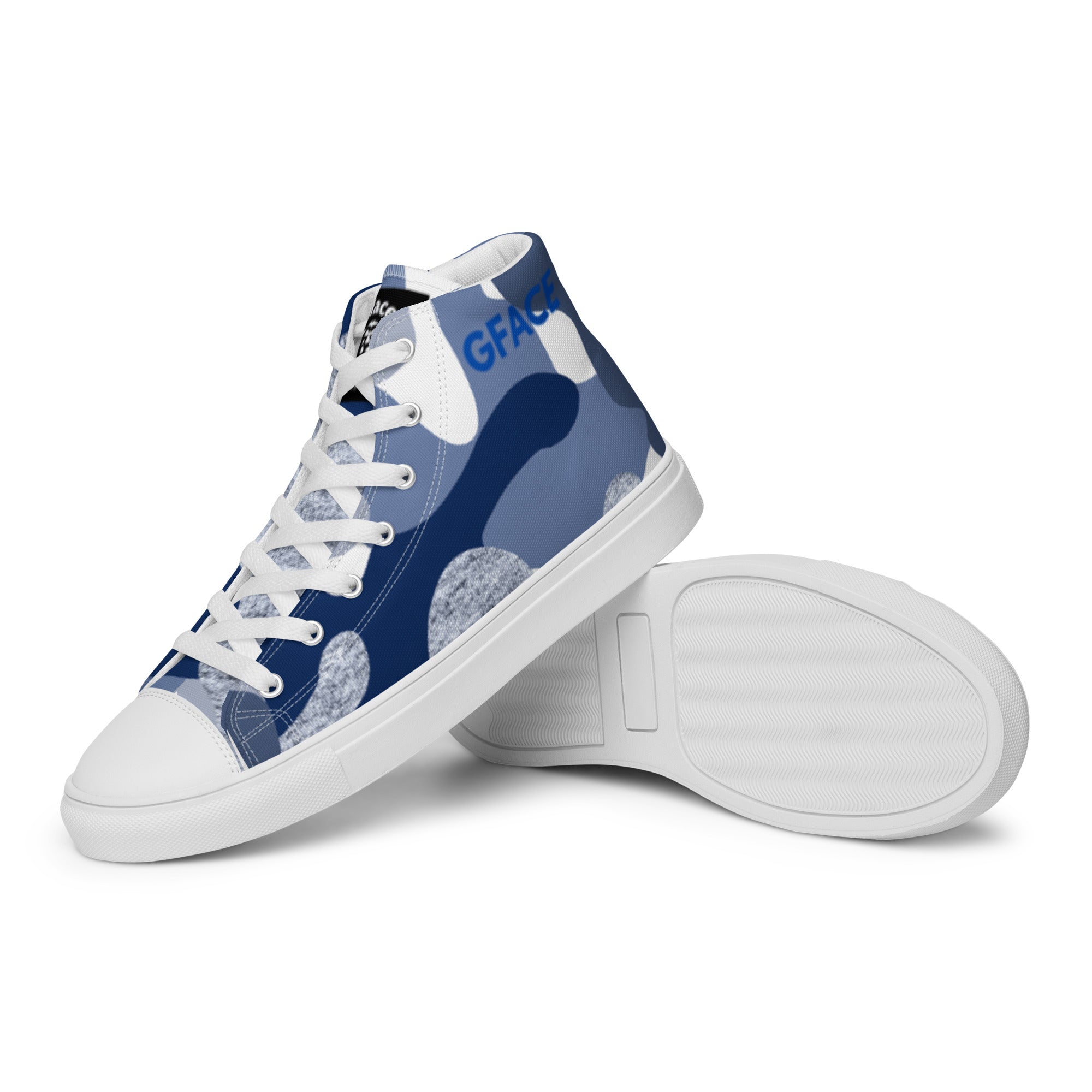 Women’s high top canvas shoes Blue Camo Gface Swag