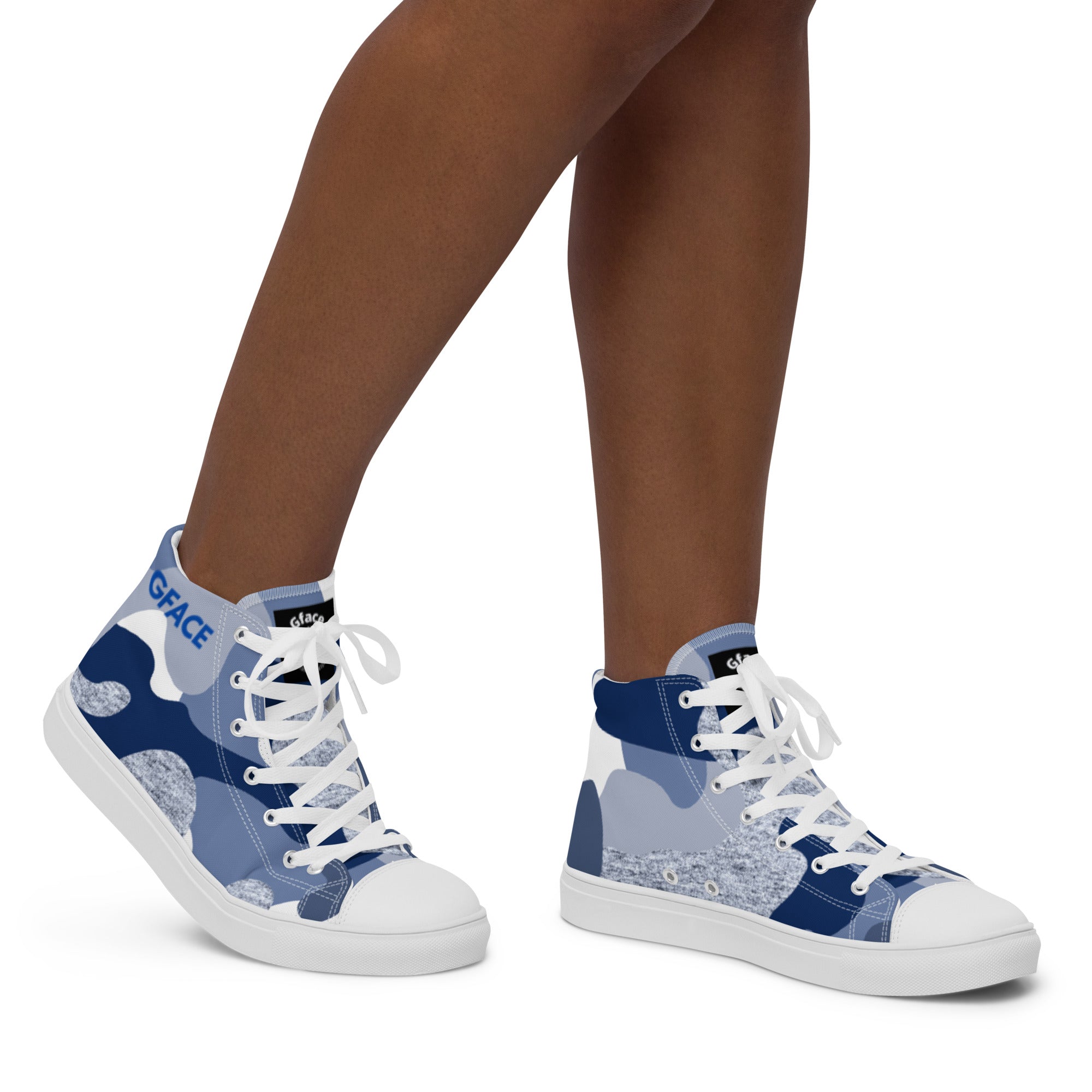 Women’s high top canvas shoes Blue Camo Gface Swag